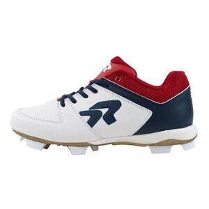 Ringor Women’s Spirit VI TPU Softball Cleats White/Navy/Red - Size 6